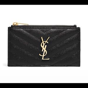Saint Laurent bill pouch wallet in grain de poudre tech leather.
